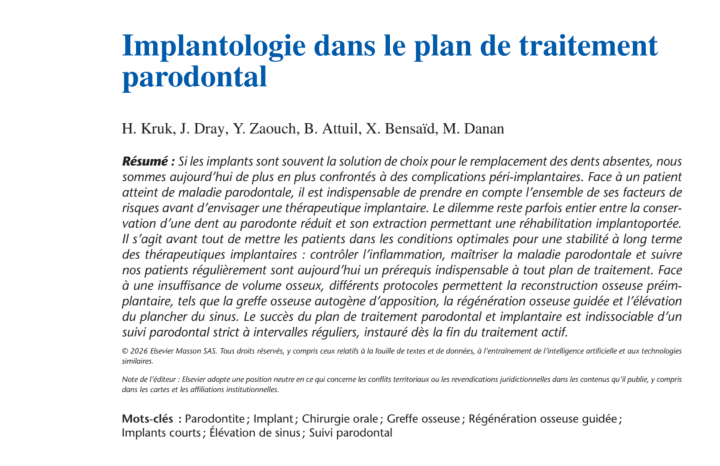 Implantologie dans le plan de traitement parodontal